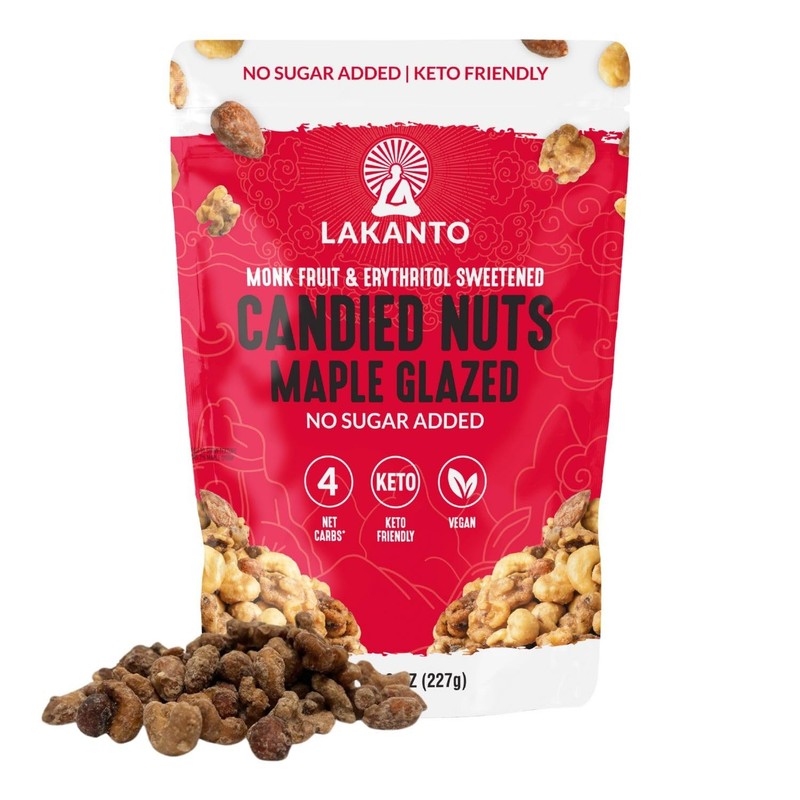 Candied Nuts Maple Glazed – No Sugar Added, Sweetened with Monk Fruit, 3 Net …