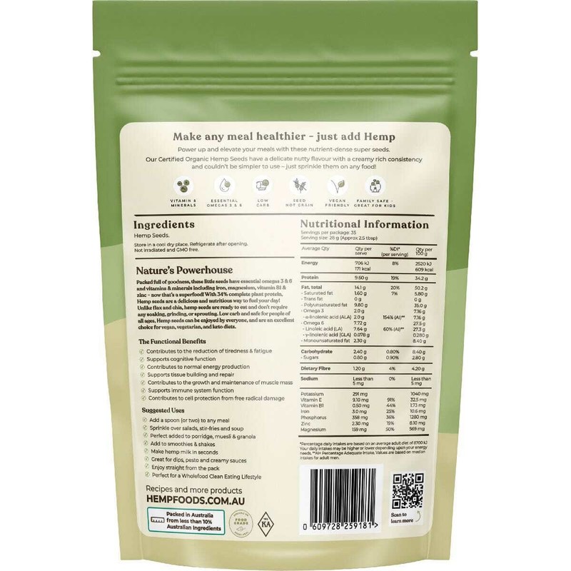 Hemp Foods Australia Organic Hemp Seeds Hulled 1kg gallery