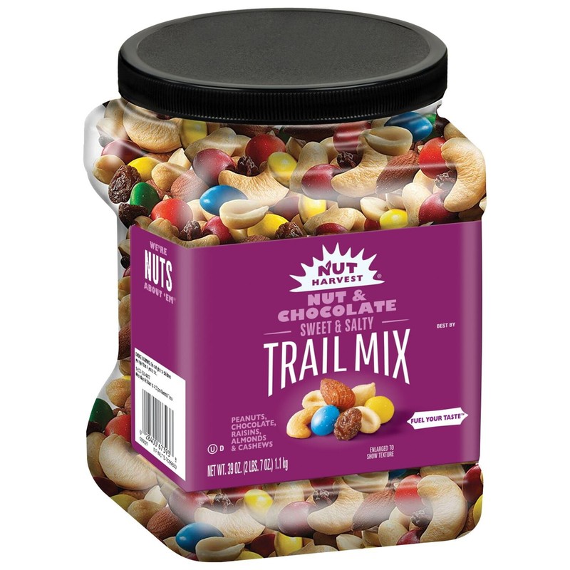 New Nut Harvest Nut & Chocolate Trail Mix with Milk Chocolate, Almonds, Cashews