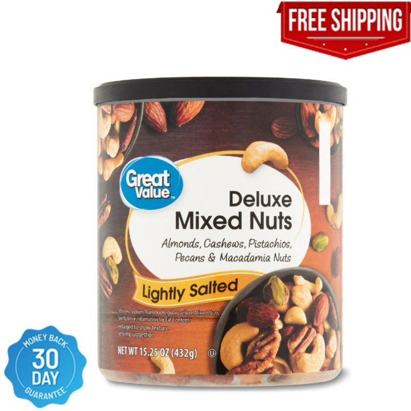 Great Value Lightly Salted, Deluxe Mixed Nuts, 15.25 oz