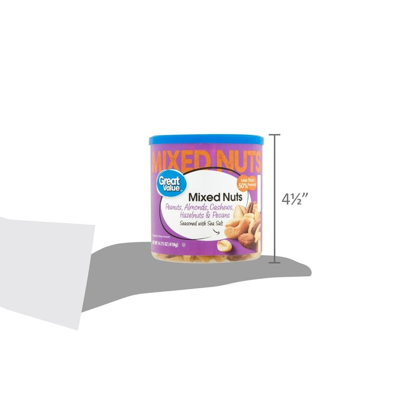 Great Value Roasted Salted Mixed Nuts 14.75 oz Almond Cashew Peanut Snack Tin gallery