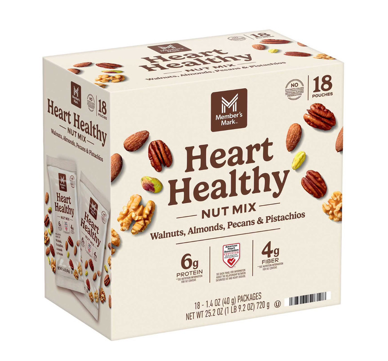 Member’s Mark Heart Healthy Nut Mix 18 Pouches Walnuts Almonds Pecans Pistachios