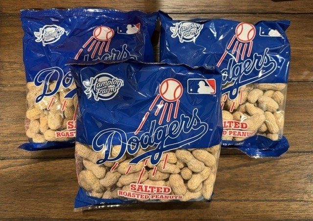 3 Bags Hampton Farms MLB salted roasted peanuts Los Angeles Dodgers 12 oz