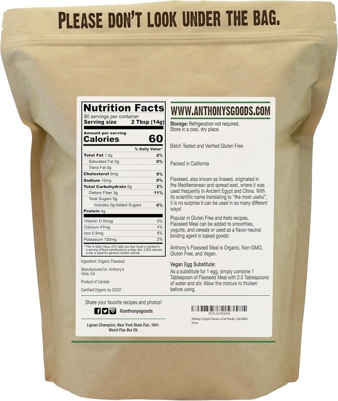Gluten Free Organic Flaxseed Meal 2.5 lb Ultra Fine Powder for Smoothies gallery