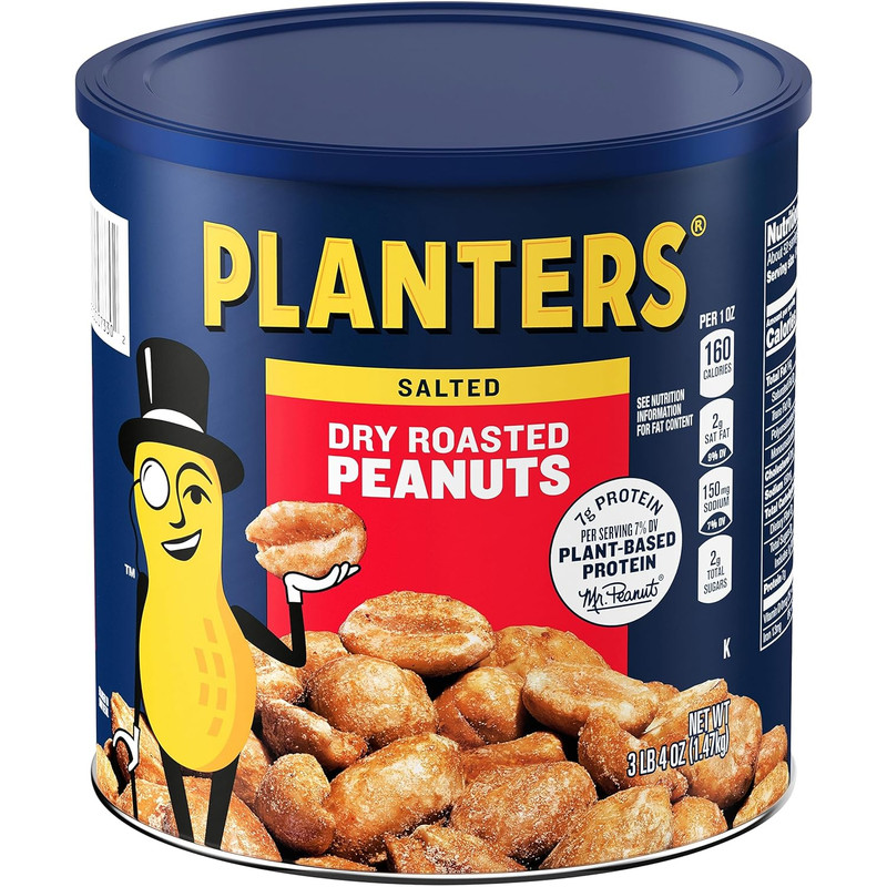 Dry Roasted Peanuts, 52 Oz Canister (Pack of 2)