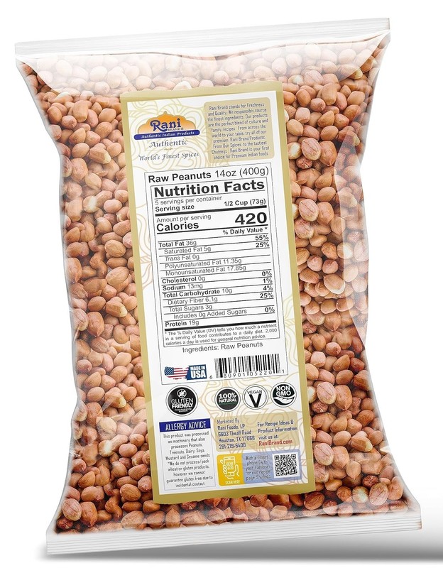 Rani Peanuts in 14oz Pack - Raw, Uncooked, Unsalted, Ideal for Healthy Recipes gallery