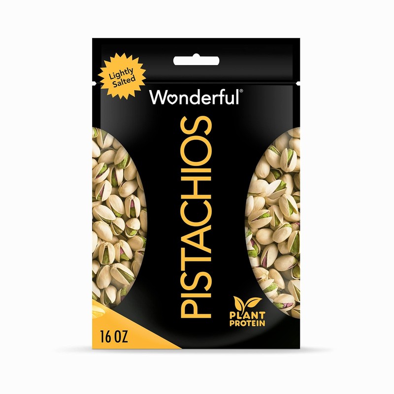 Wonderful Pistachios In Shell, Lightly Salted Nuts, 16 Ounce Resealable Bag,