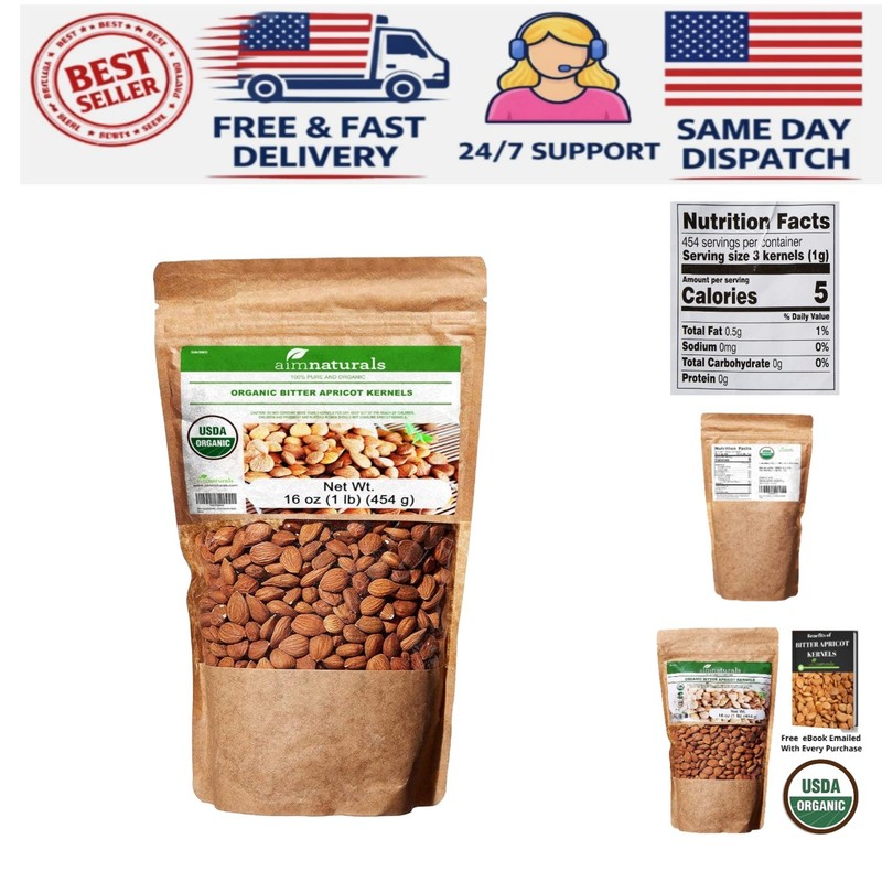 Bitter Apricot Kernels Organic Raw 1LB – USDA Organic Certified – Product of …