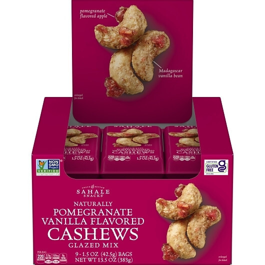 Sahale Pomegranate Vanilla Flavored Cashews Glazed Mix, 1.5 Ounce, 108 Per Case gallery