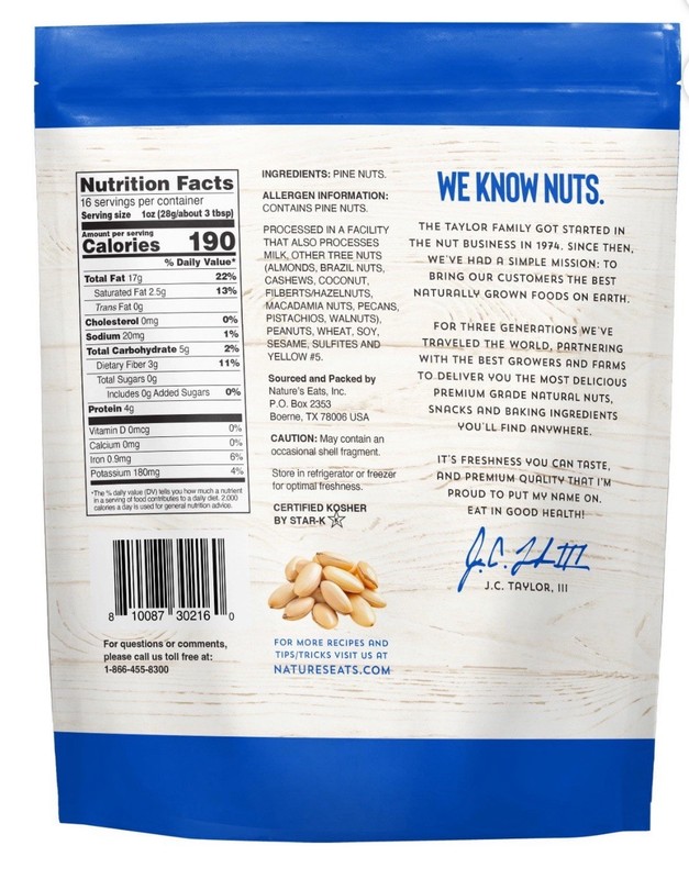 Nature's Eats Pine Nuts, Raw Unsalted 16 oz. gallery