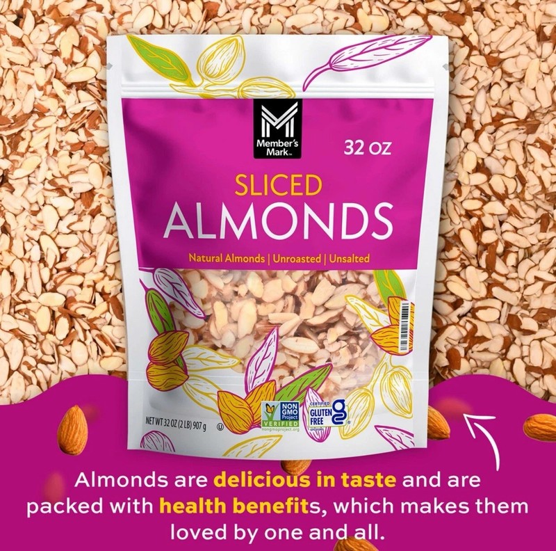 2 PACK - Member's Mark Sliced Almonds, Nutrient-Rich Profile 2 lb (Total 4 lbs) gallery