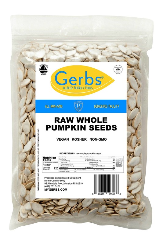 Gerbs Raw Whole Pumpkin Seeds 1 lb. | InShell, 10.5 mm Size, Resealable Bag |... gallery