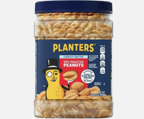 PLANTERS Lightly Salted Dry Roasted Peanuts, Party Snacks, Plant-Based Protein,