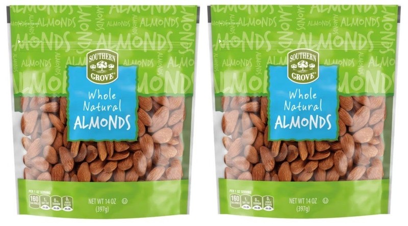 Southern Grove Unsalted Whole Natural Almonds, 14 oz (2 Bags)