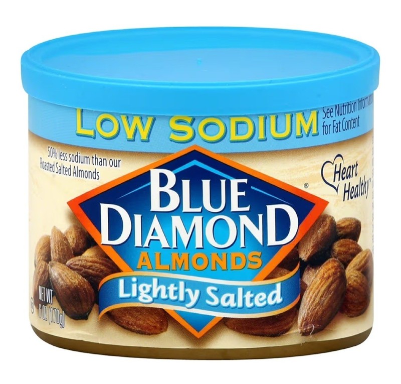 Blue Diamond Almonds, Lightly Salted, Low Sodium, 6 Ounce Can