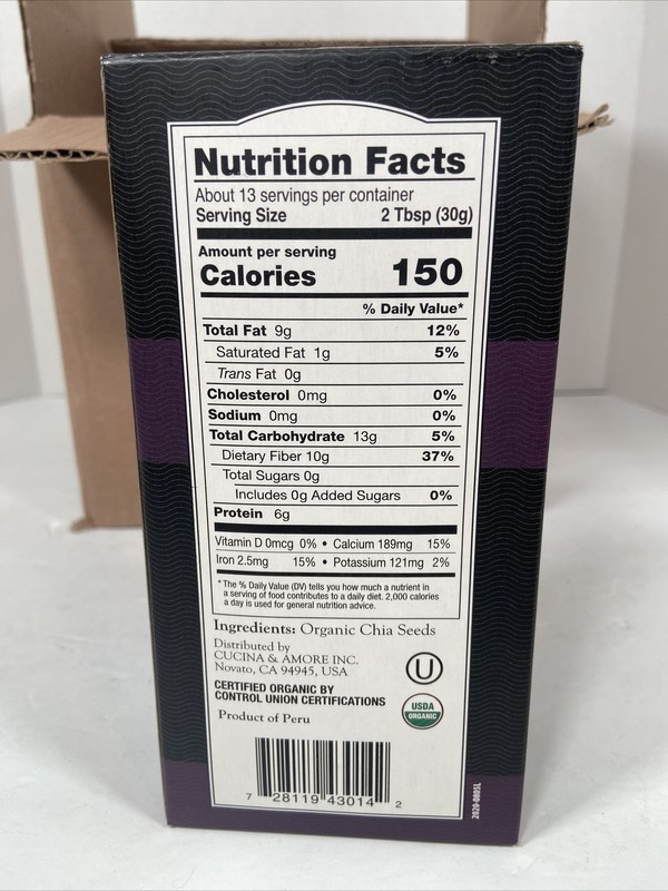 Case Of 8 Cucina & Amore Organic Chia Seeds 14 ounce gallery