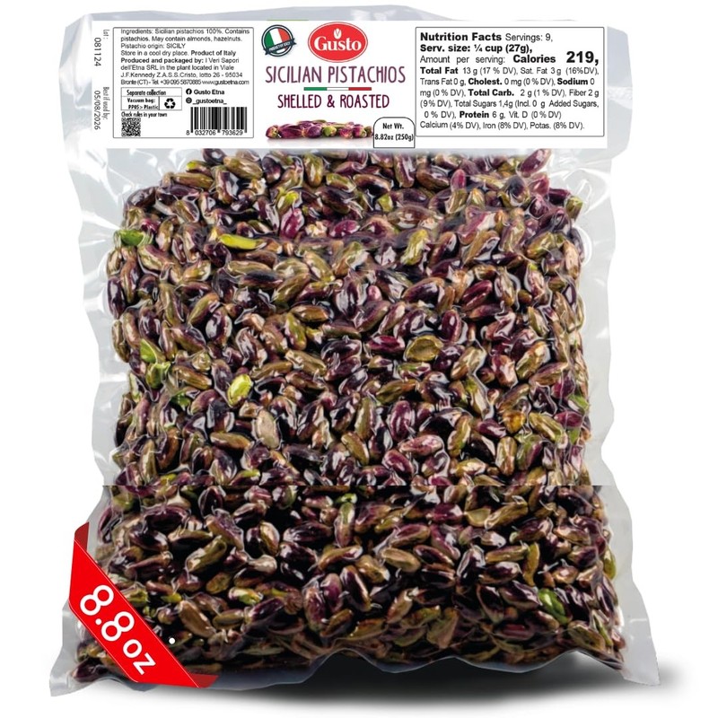 Sicilian Bronte Pistachios Shelled Unsalted 8.8oz Gusto Etna Italy Non GMO gallery