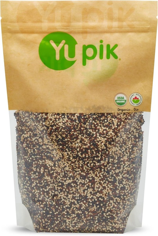 Yupik Organic Tri-Color Quinoa, 1 kg, Non-GMO, Kosher, Raw Seeds, Mix of White,