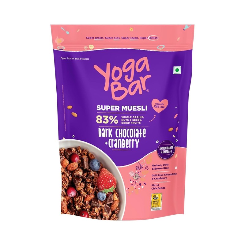 Yogabar Wholegrain Breakfast Muesli – Dark Chocolate + Cranberry (400 g)