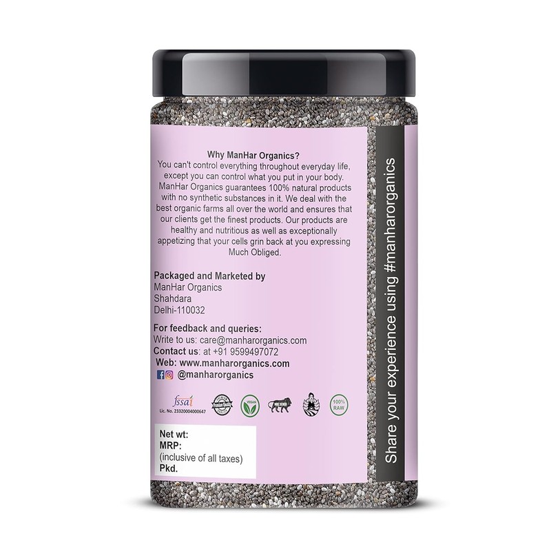ManHar Organics Chia Seeds 600gm gallery