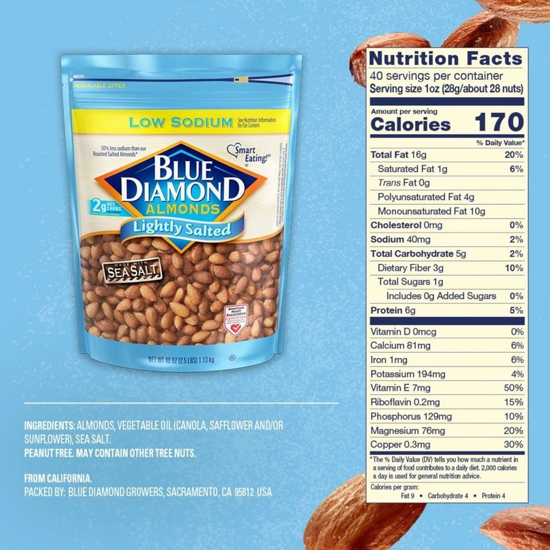 Blue Diamond Lightly Salted Whole Almonds 40 oz gallery