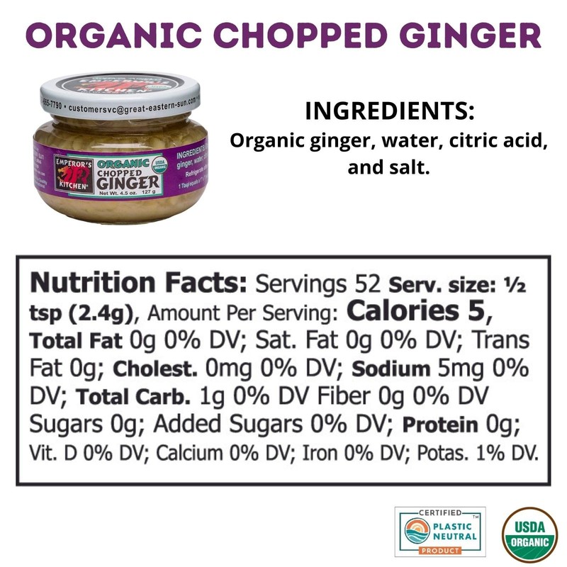 Organic Chopped Ginger 4.5 oz USDA Certified Easily Enhance Your Recipes gallery