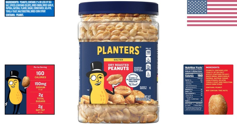Healthy Snackable Dry Roasted Peanuts - Kosher 34.5 oz Containers, 6-Pack gallery