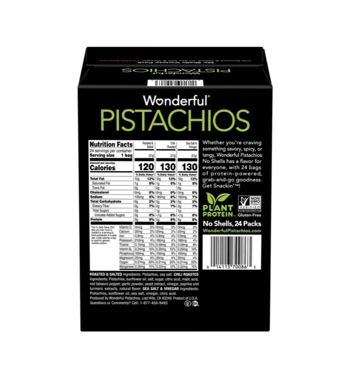 Wonderful Pistachios No Shell Variety Pack 24 x 0.75 oz Snack Packs gallery