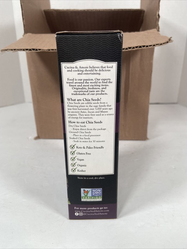 Case Of 8 Cucina & Amore Organic Chia Seeds 14 ounce gallery