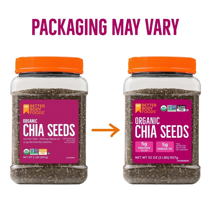 BetterBody Foods Organic Chia Seeds 2 lbs, 32 Oz, with Omega-3, Non-GMO, Gluten gallery