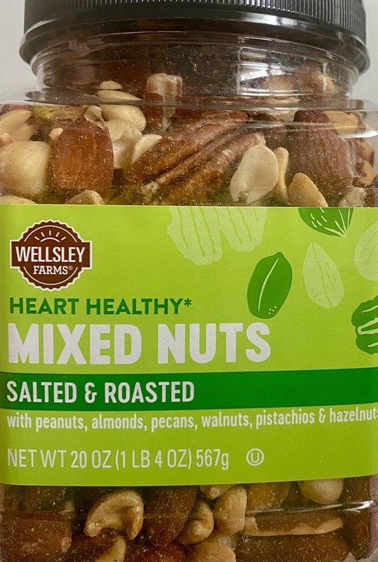 Wellsley Farms Heart Healthy Mixed Nuts Salted and Roasted, 20 Ounce