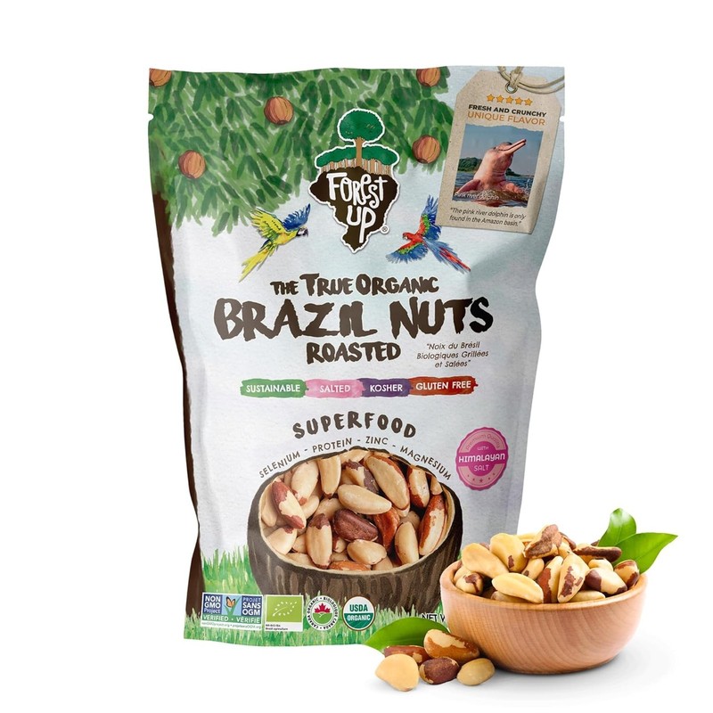 Organic Brazil Nuts, Roasted with Himalayan Salt, 15oz, Kosher, Vegan