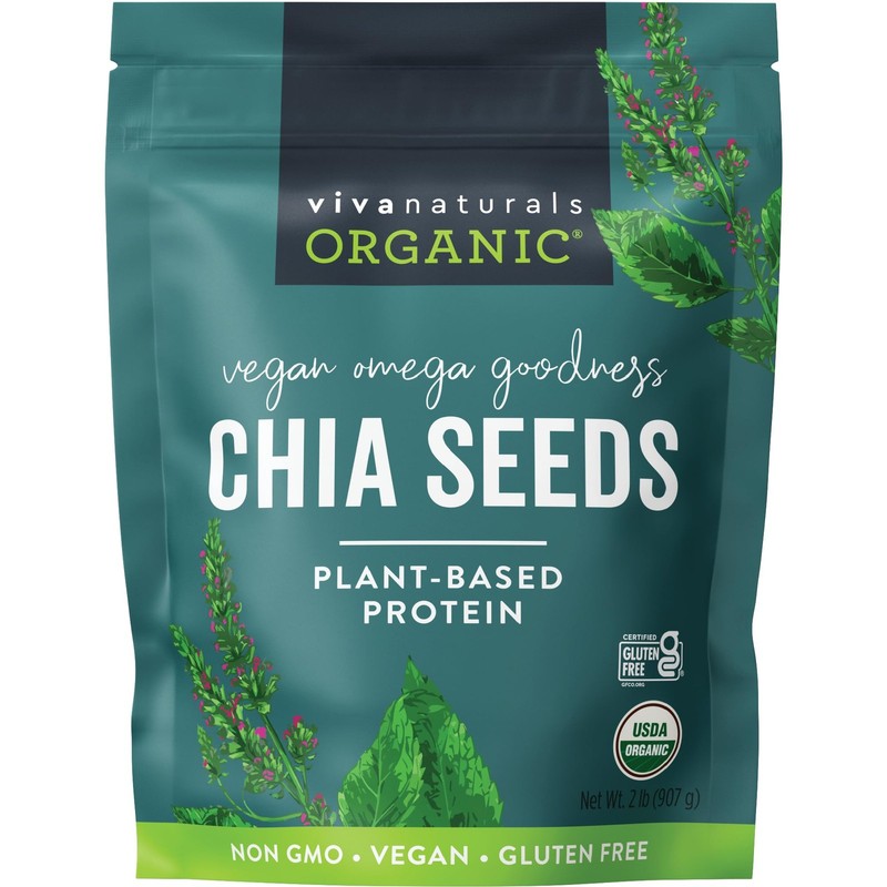 Organic Chia Seeds, 2 lb, 32 Oz – PlantBased Omega3 and Vegan Protein, Gluten…