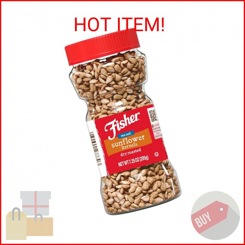Fisher Dry Roasted Sunflower Seeds Kernels with Sea Salt, 7.25 oz, Sunflower See