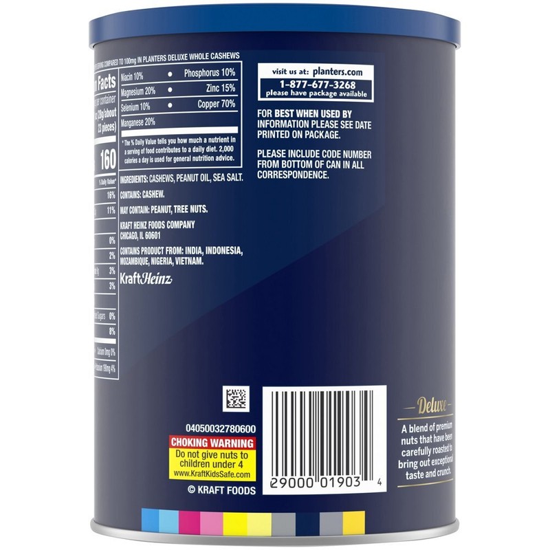 Planters Deluxe Lightly Salted Whole Cashews, 18.25 oz Canister gallery