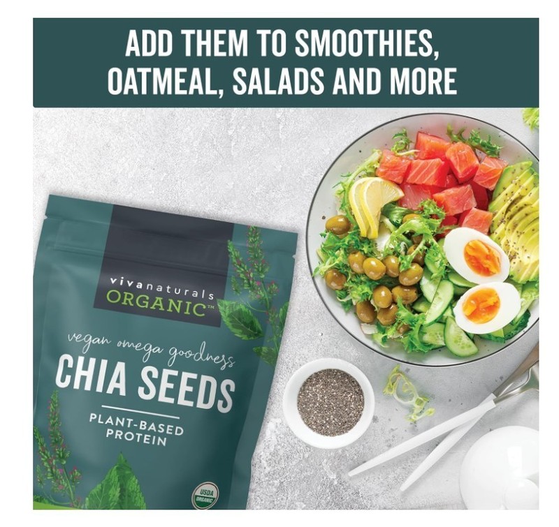 Viva Naturals chia seeds 2 lbs | omega3, protein | smoothies, salads gallery