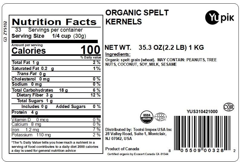 Yupik Organic Spelt Kernels 2.2lb Non-GMO Kosher Vegan Raw Hulled Grains gallery