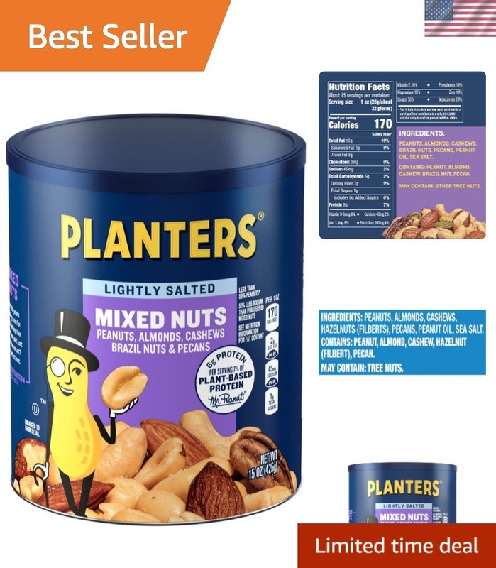 Versatile 15 Oz Lightly Salted Mixed Nuts – Great for On-the-Go Snacking