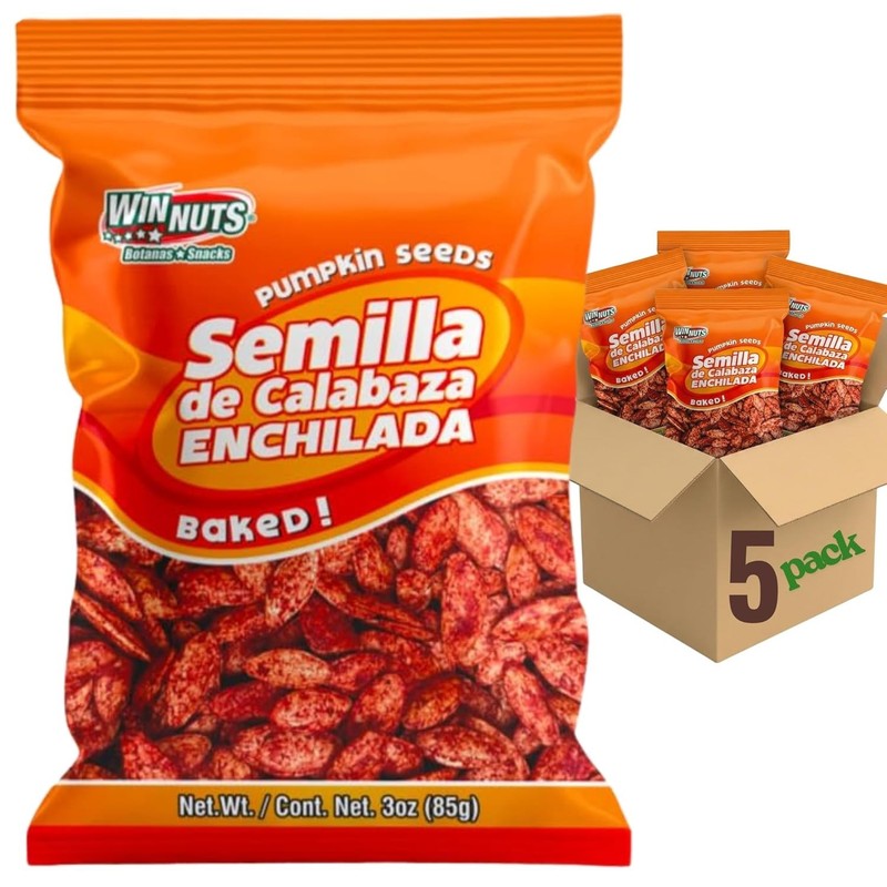 WINNUTS Spicy Roasted Pumpkin Seeds in Shell (5 Pack, 3 oz Each)