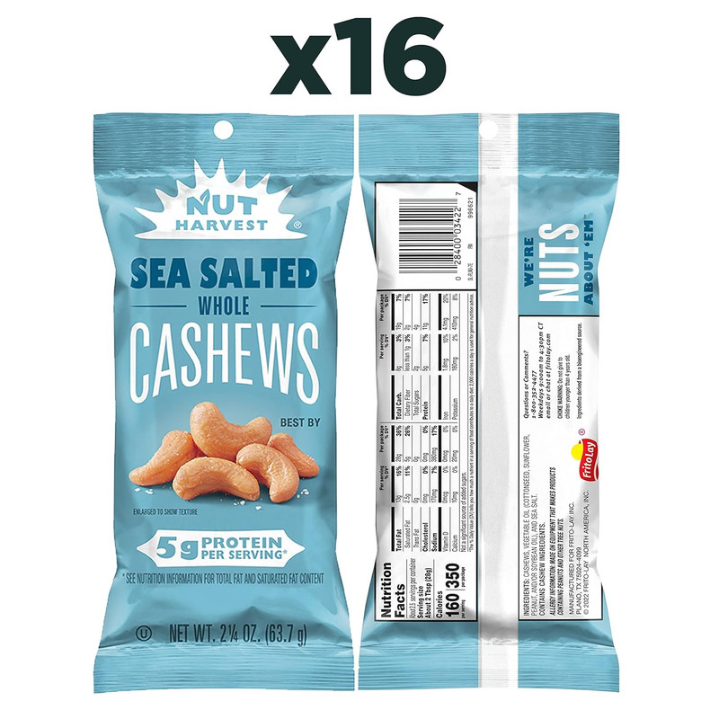 , Sea Salted Whole Cashews, 2.25 Ounce (Pack of 16) gallery