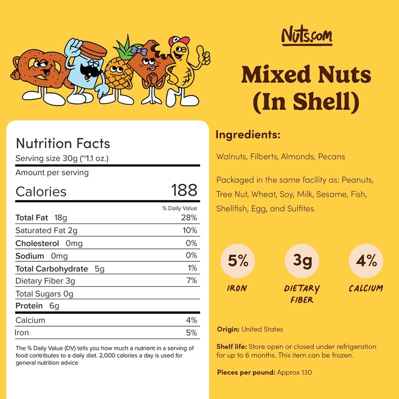 Nuts com Mixed Nuts in Shell, No Brazil Nuts 3 lb Bag, Natural, Includes Wal... gallery