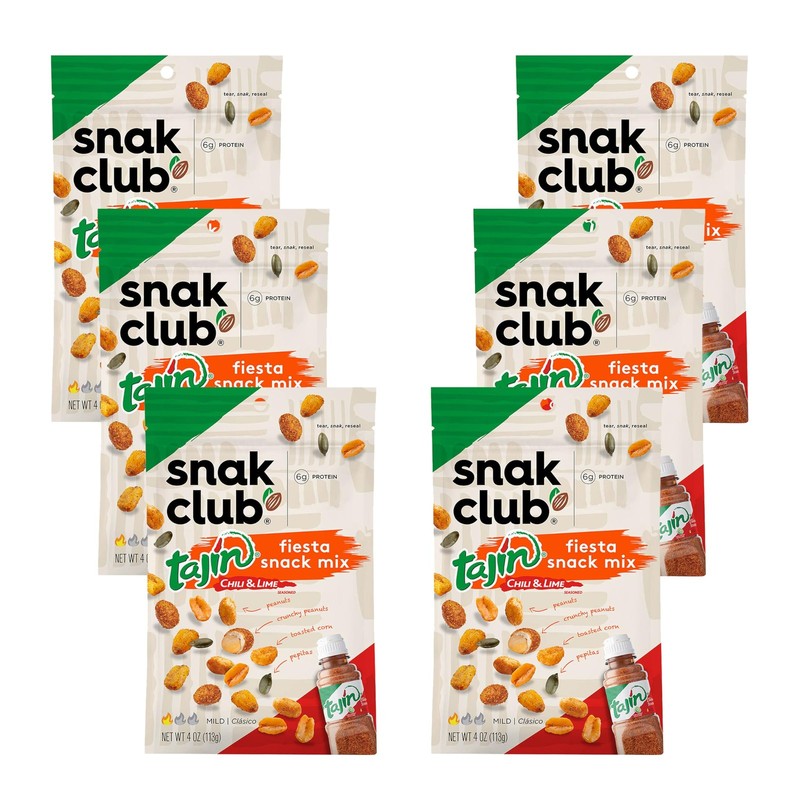 Snak Club Tajin Fiesta Snack Mix, Chili & Lime Flavored Peanuts, Pepitas & Corn,