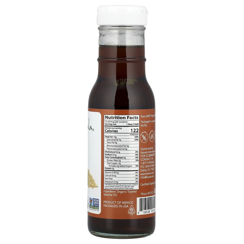 Kevala Organic Toasted Sesame Oil 8 fl oz 236 ml Cholesterol-Free, Gluten-Free, gallery
