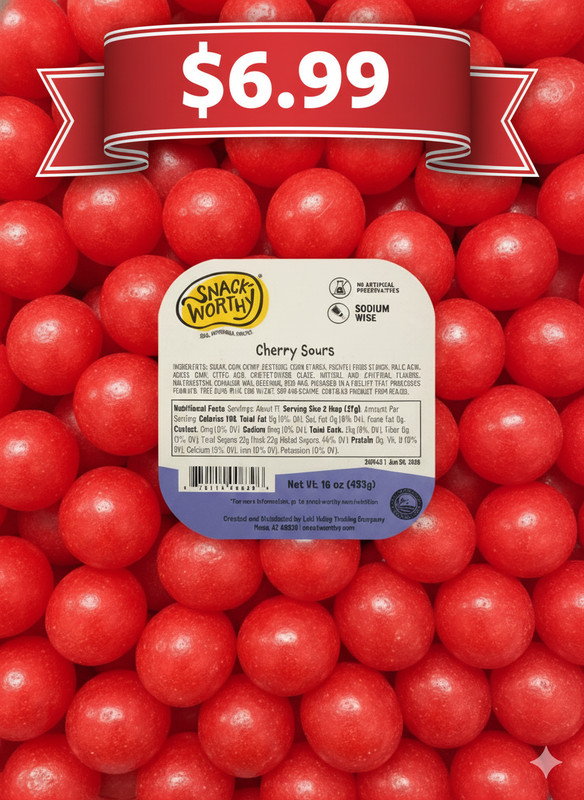 Snackworthy Cherry Sours – Sweet and Irresistible 1 Tub