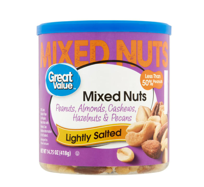 Great Value Roasted & Lightly Salted Mixed Nuts, 14.75 oz Canister