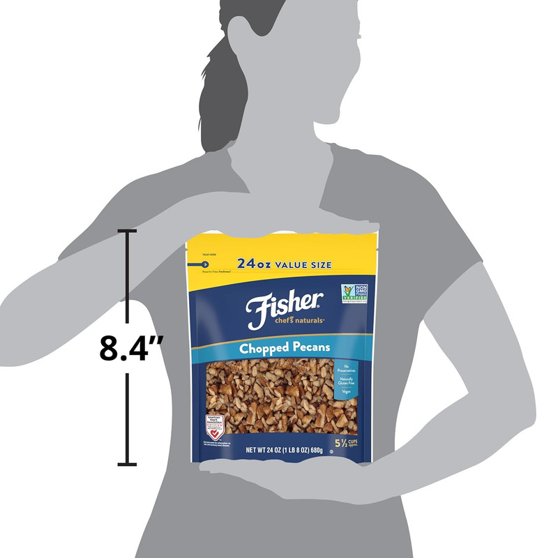 Fisher Chef'S Naturals Unsalted Chopped Pecans 24 Oz Resealable Bag, Unsalted Ra gallery