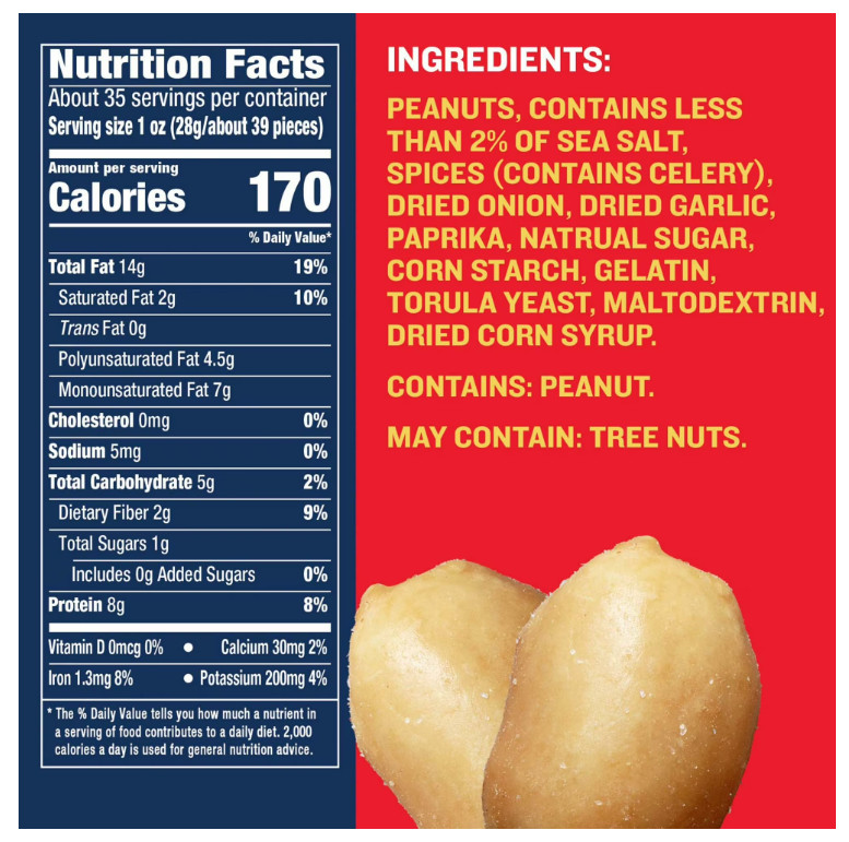 PLANTERS Lightly Salted Dry Roasted Peanuts, Party Snacks, Plant Based Protein, gallery