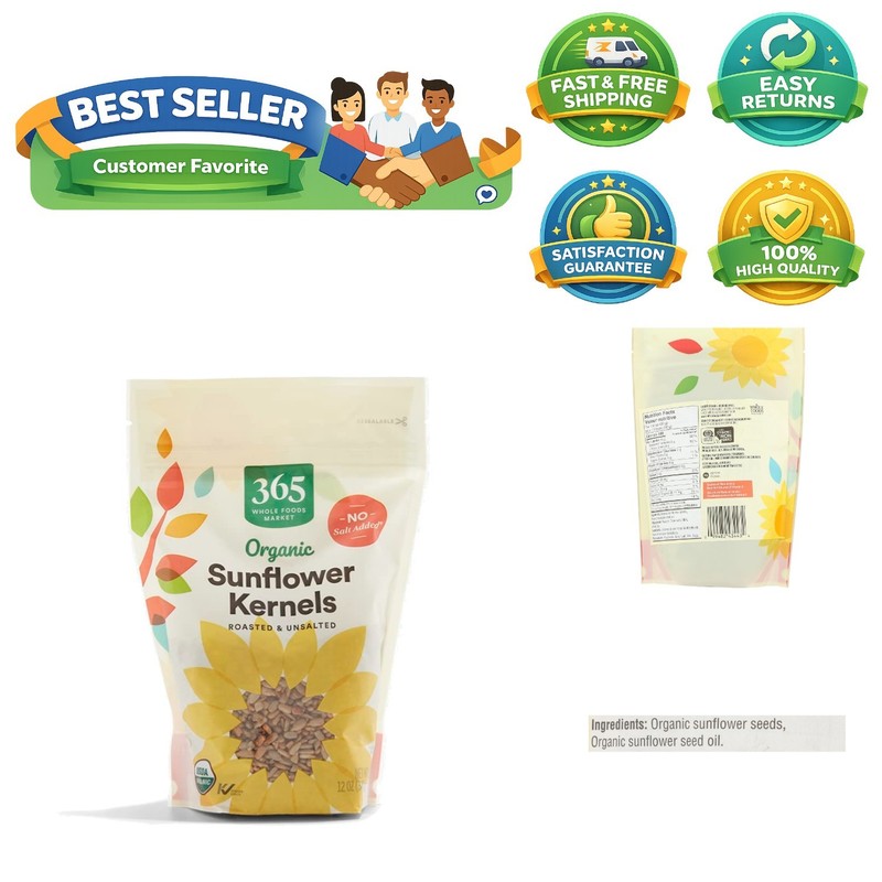 Resealable 12 Ounce Organic Roasted Sunflower Kernels – Healthy Protein Snack
