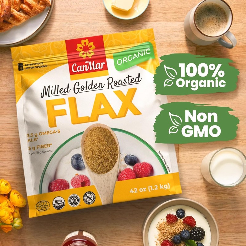 CanMar Ground Milled Golden Roasted Organic Flax, – Vegan, Non-O, gallery