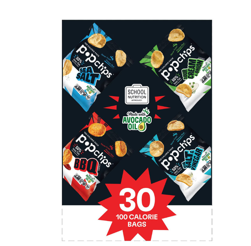Popchips Variety Pack 30 pk 0.8oz BBQ Sea Salt Sour Cream Gluten Free Vegan Bulk gallery